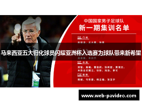 马来西亚五大归化球员闪耀亚洲杯入选赛为球队带来新希望